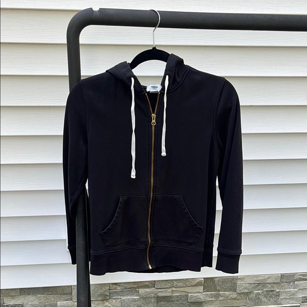 Old Navy Black Hoodie with Gold Zipper